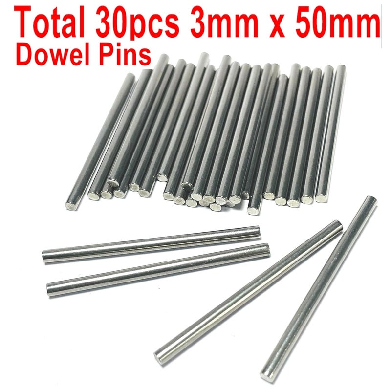 ZDingTech 30pcs 3mm x 50mm Dowel Pins Metal Dowel pins M3 3mm Shelf Pegs,Support Shelves,3mm x 50mm Metal Rod.304 Stainless Steel Wood Bunk Bed pegs - Image 2